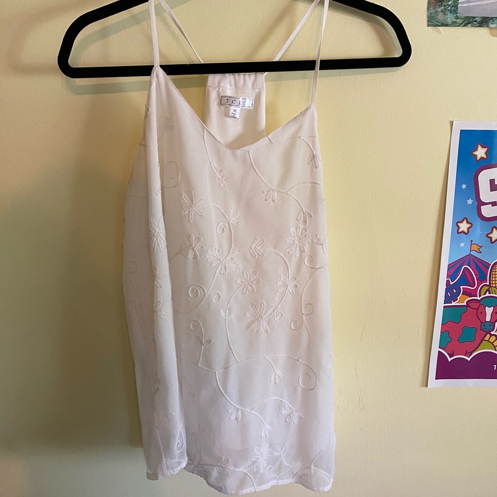 Embroidered sleeveless tank